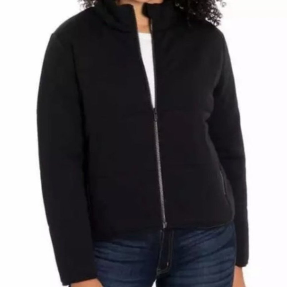Three Dots Quilted Jacket Black XL Soft Fleece